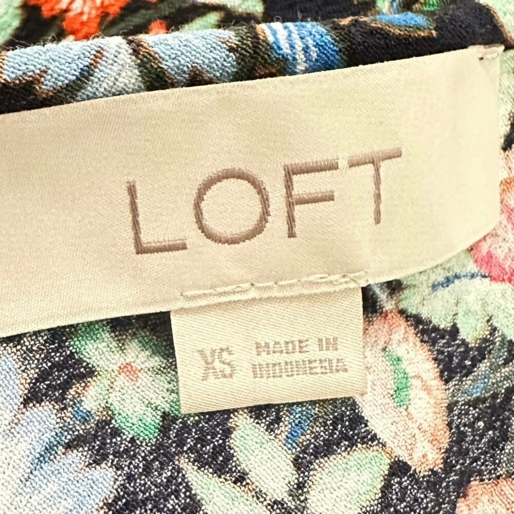 Ann Taylor Loft Floral Trellis Wrap Back Top Blouse‎ Womens Medium M Navy - Picture 5 of 8